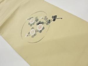 リサイクル　手織り紬手描き花模様名古屋帯